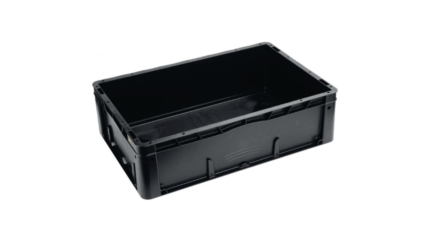 Caja Euro WEZ de Polipropileno Negro, de 30L, 175mm x 400mm x 600mm