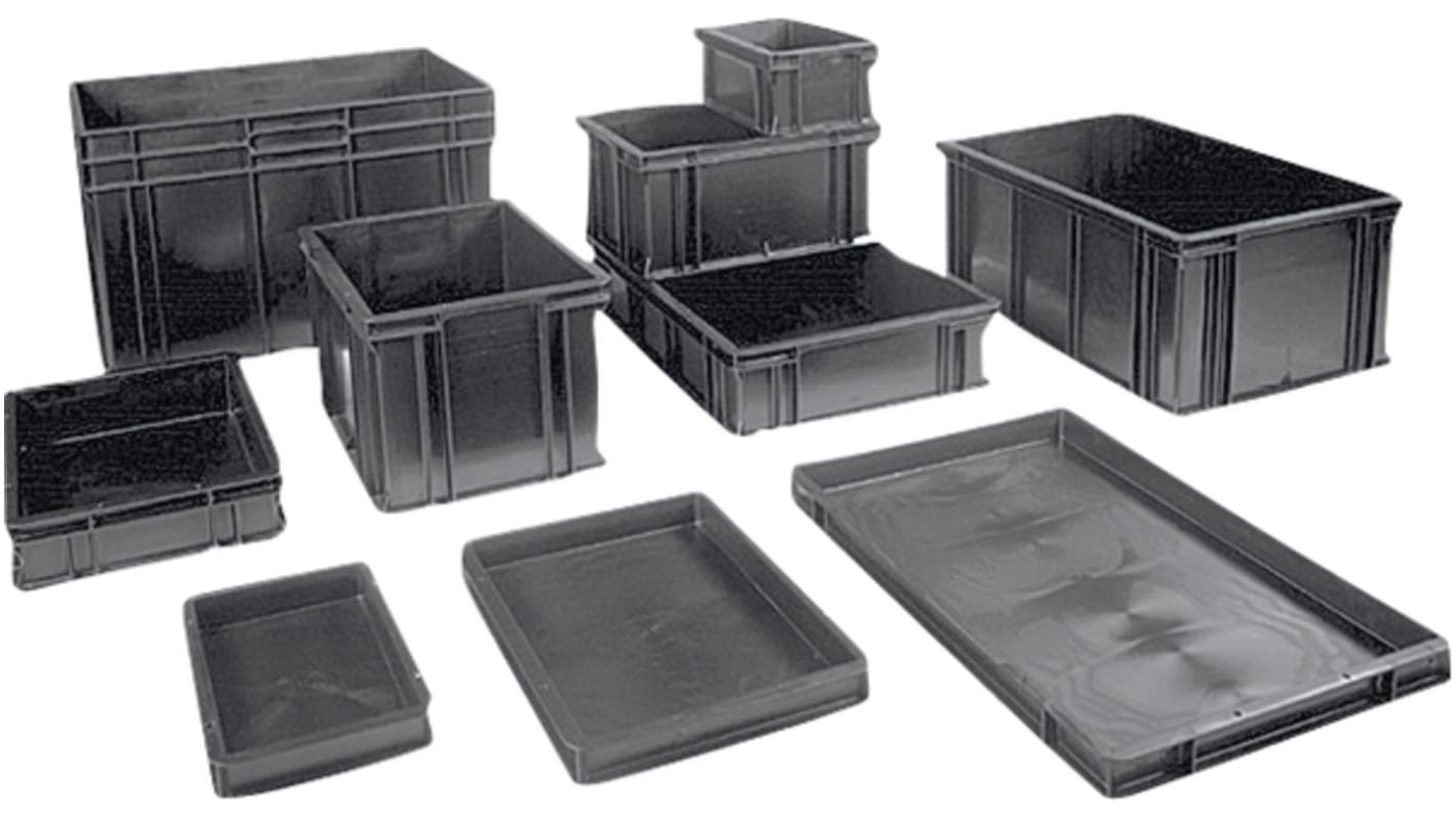 6432.007.992 | 8888 Black Polypropylene Storage Box, 400mm x 600mm x ...