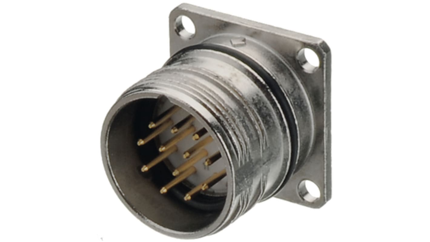 Conector circular Hummel macho de 12 vías, montaje aéreo, IP67