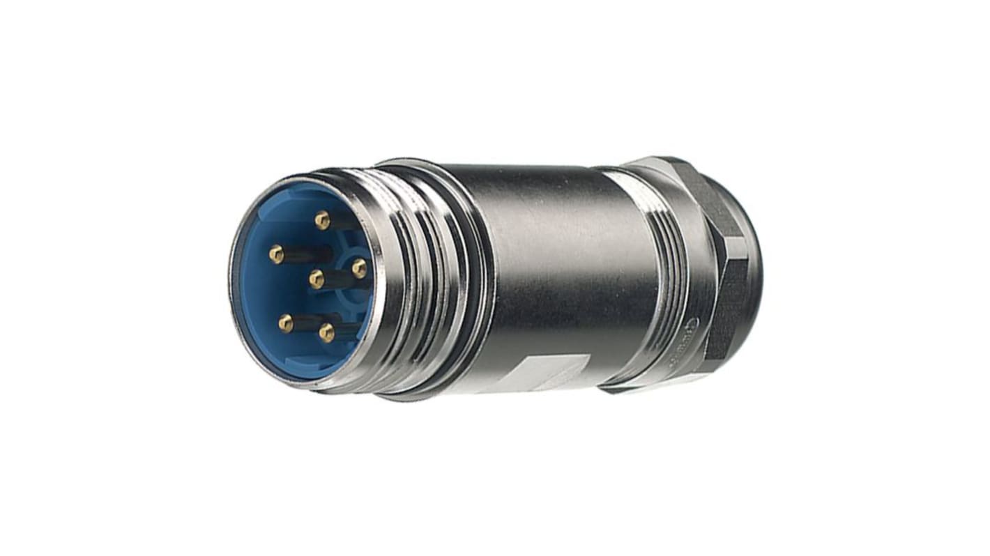 Hummel Circular Connector, 6 Contacts, Cable Mount, M23 Connector, Plug, Male, IP67, IP69K, Power Connectors M 23 Series
