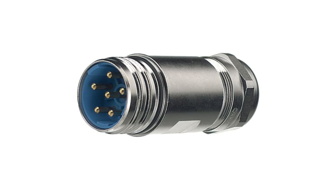 Conector circular Hummel macho serie Power Connectors M 23 de 6 vías macho, montaje aéreo, IP67, IP69K