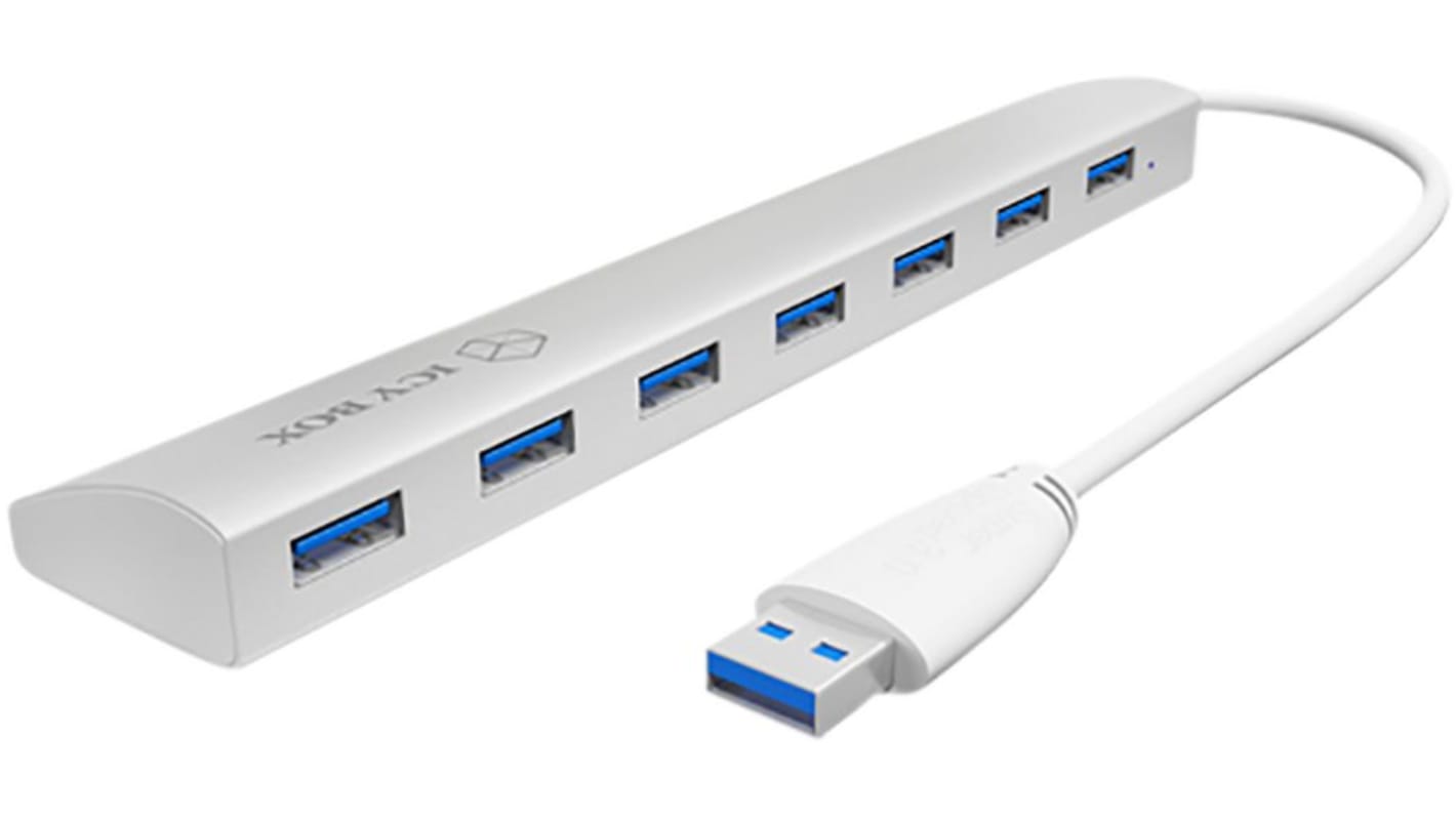 ICY BOX, USB 3.0 USB Hub 3.0, 7 USB Ports, USB A, Adapter, 148x35x17mm