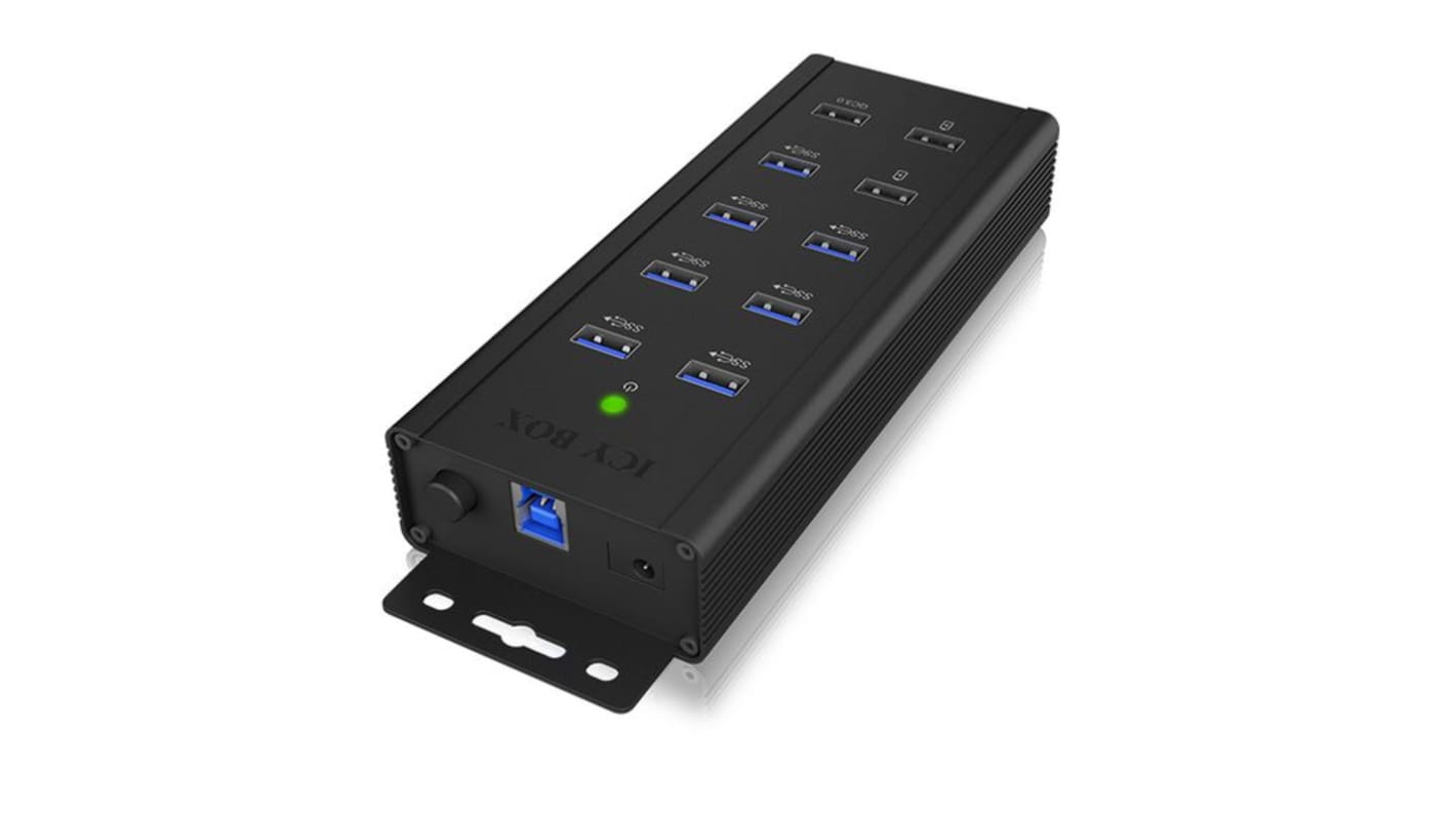 ICY BOX 7 Port USB 3.0 USB A USB 3.0 Hub, Adapter Powered, 185x64x30mm