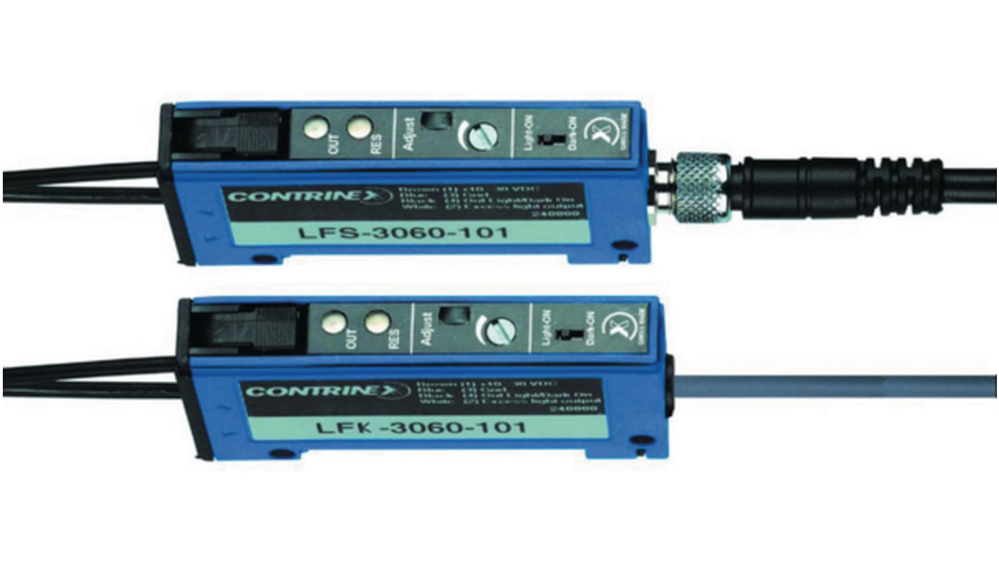 Contrinex Fibre Amplifier 200 mm, PNP Output, IP64, 10 → 30 V dc