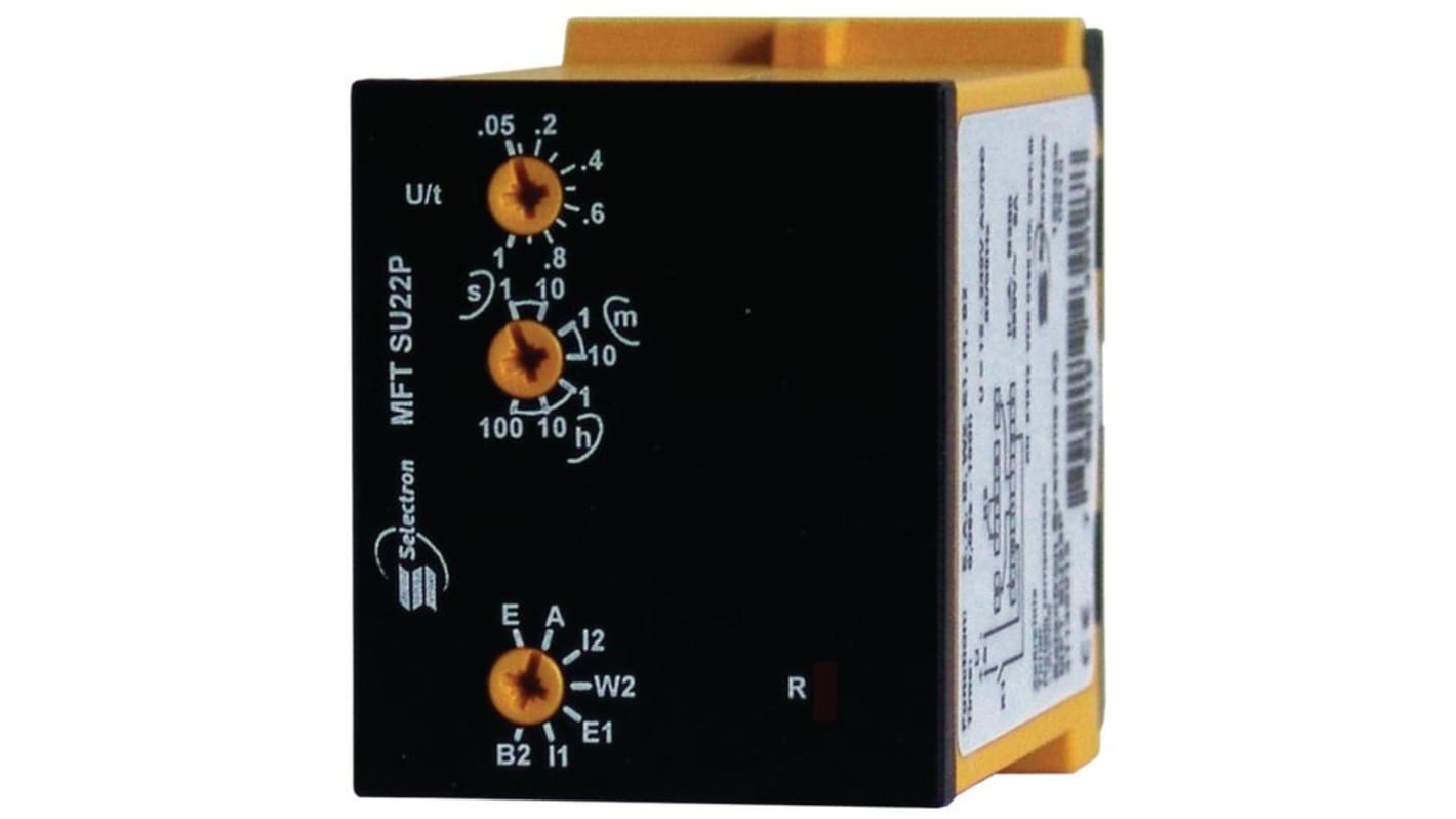 Relé temporizador 7 Selectron MFT SU22P, 12 → 240V, 2 contactos, DPDT, tempo. 0.05 → 360000s