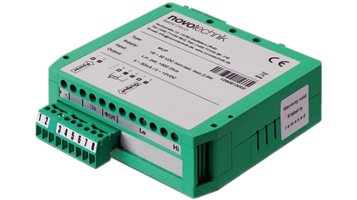 Novotechnik MUP080 Series Signal Conditioner, Potentiometer Input, Current, Voltage Output, 18-30V dc Supply