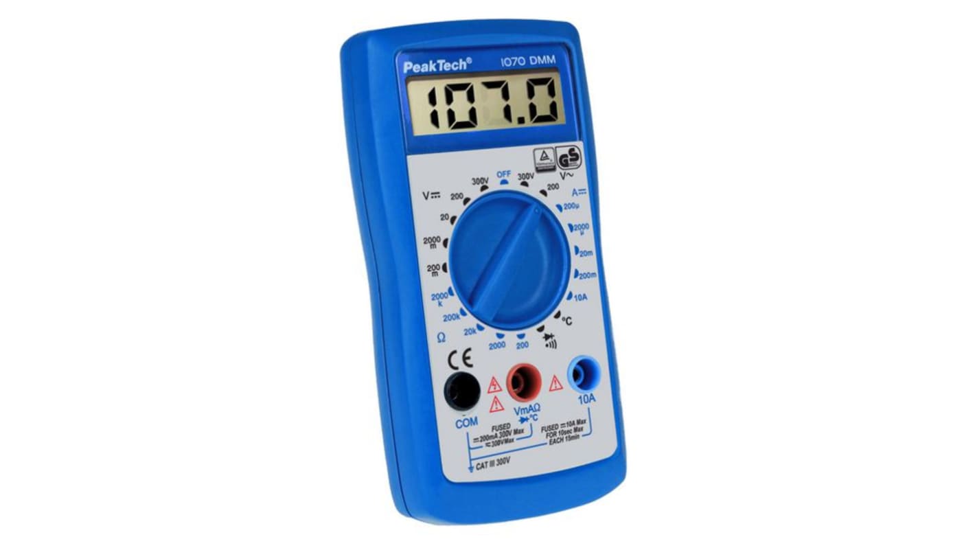 Multímetro PeakTech P 1070, 300V ac/300V dc/10A dc