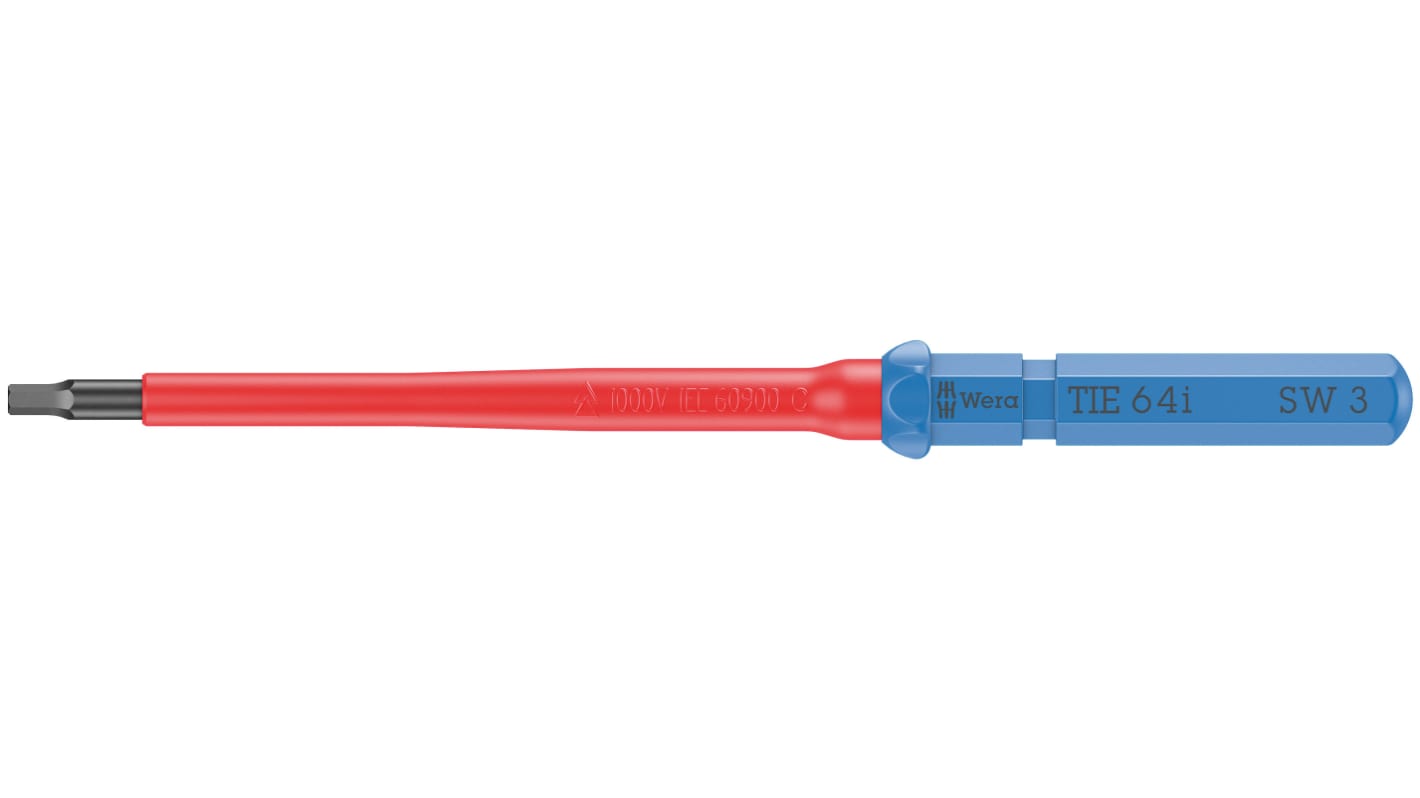 Hex Insulated Screwdriver, 3 mm Tip, VDE/1000V, 157 mm Overall