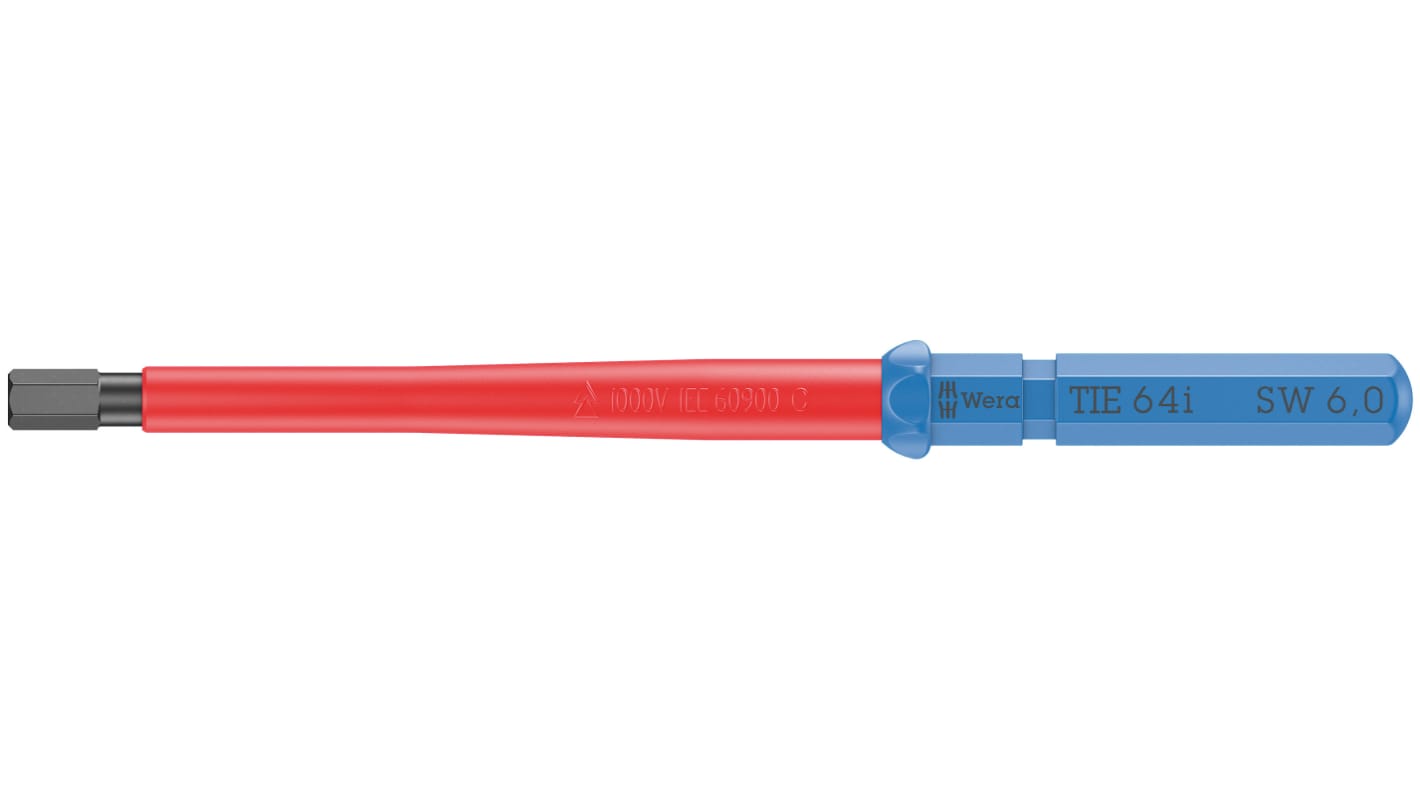 Hex Insulated Screwdriver, 6 mm Tip, VDE/1000V, 157 mm Overall