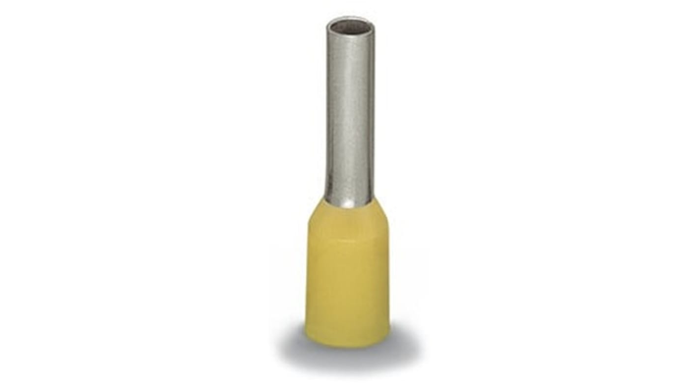 Wago, 216 Insulated Ferrule, 15mm Pin Length, 4.8mm Pin Diameter, Yellow