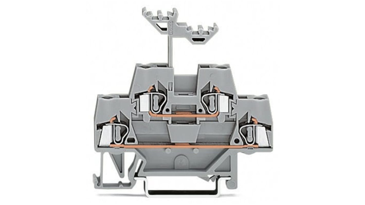 Bloque terminal de nivel doble, Gris, Conexión por resorte