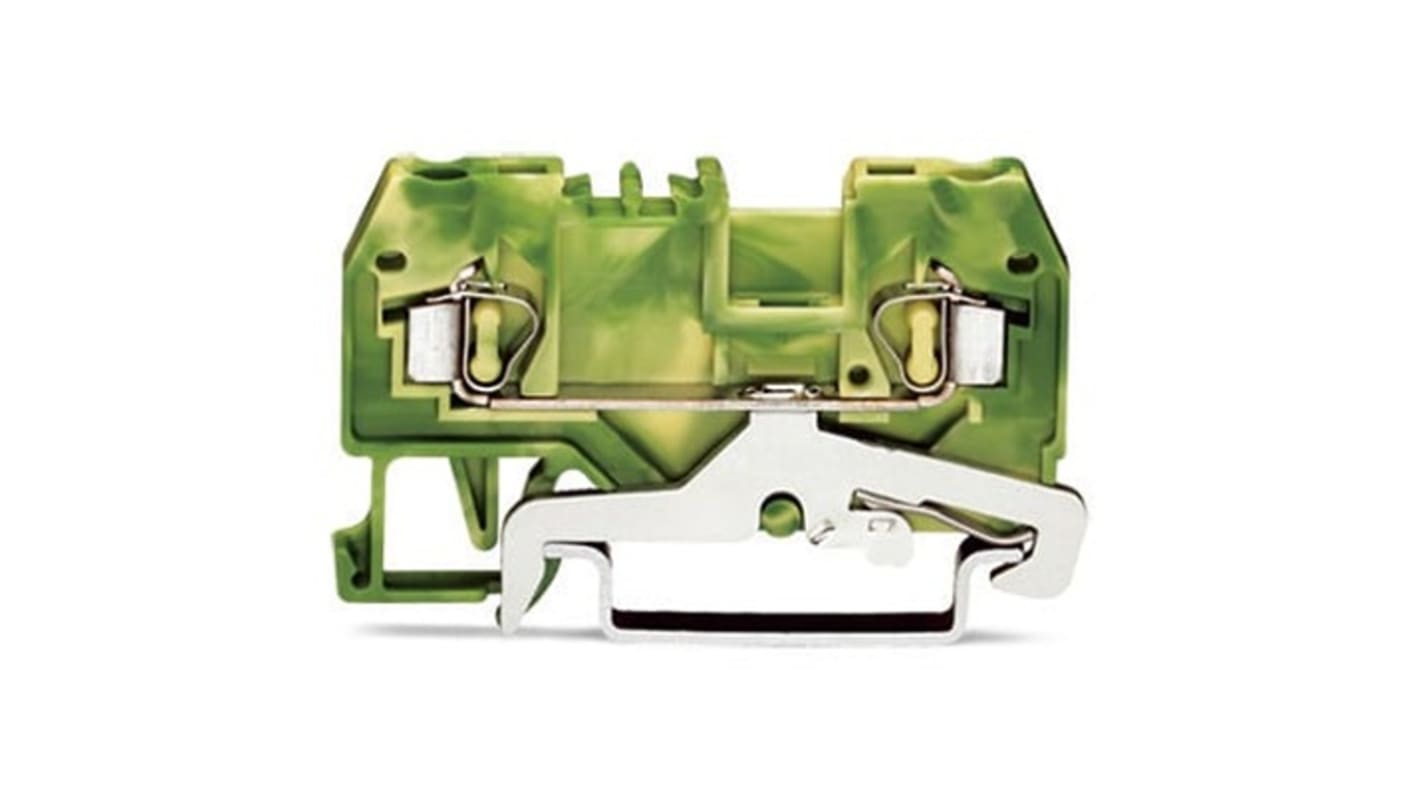 Wago 280 Series Green/Yellow Terminal Block, 2.5mm², 2-Level, Cage Clamp Termination