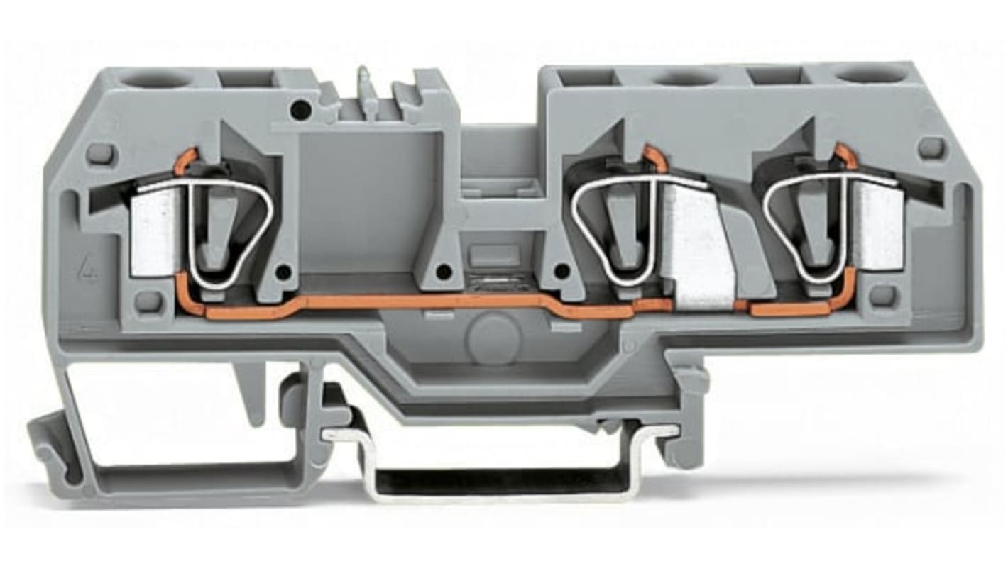 Wago 282 Series Grey Terminal Block, 6mm², 3-Level, Cage Clamp Termination