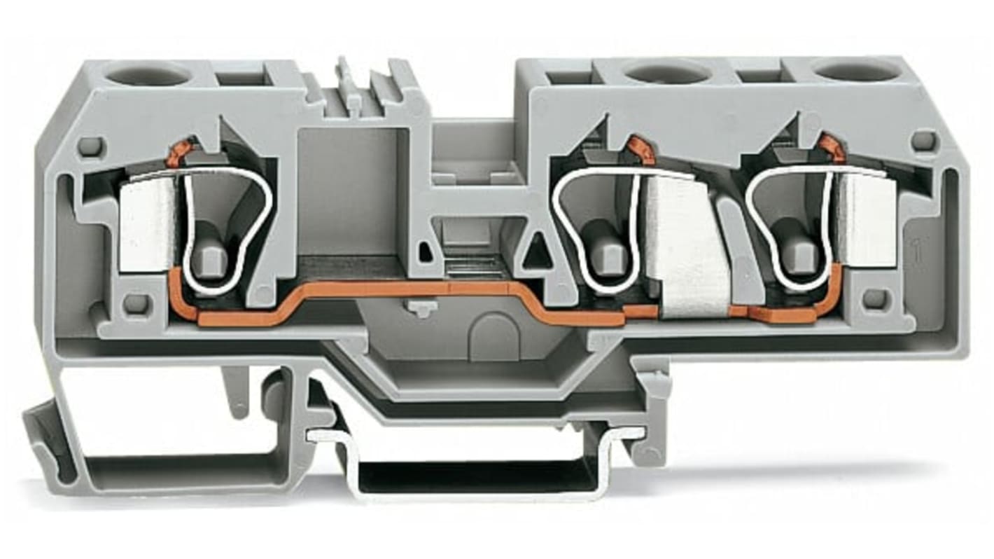 Wago 284 Series Grey Terminal Block, 10mm², 3-Level, Cage Clamp Termination