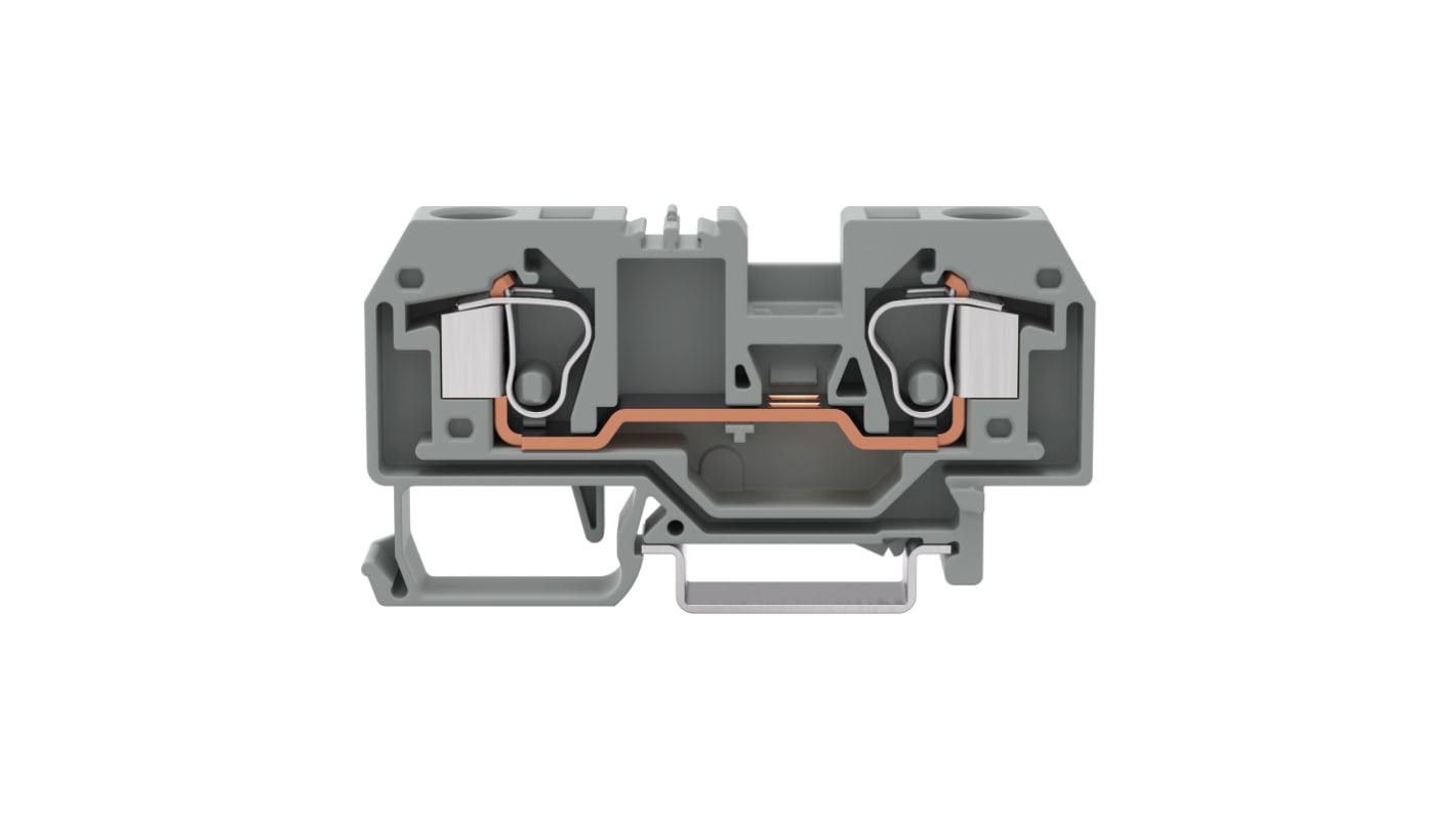 Wago 284 Series Grey Terminal Block, 10mm², 2-Level, Cage Clamp Termination