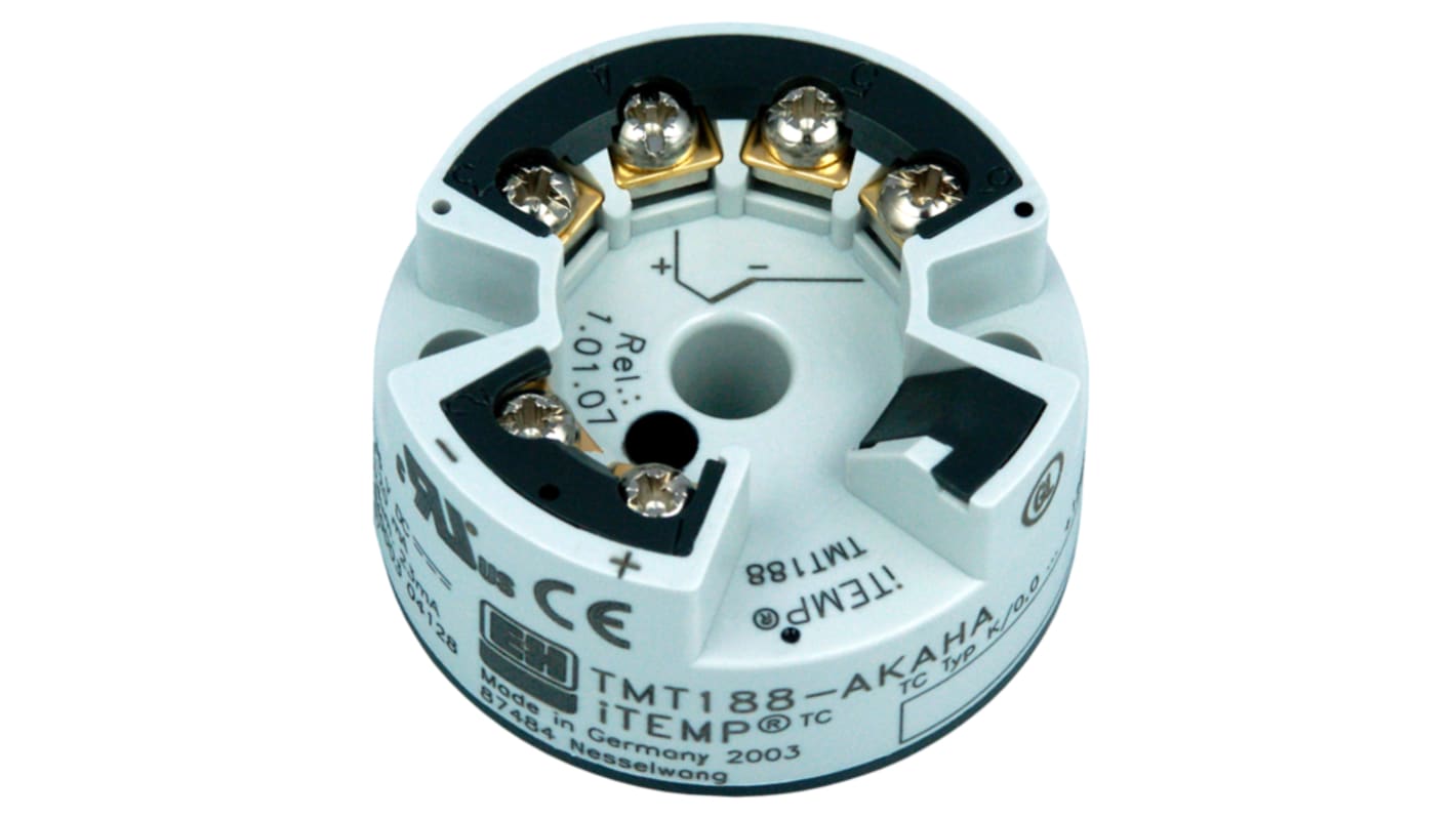 Transmisor de temperatura Endress+Hauser serie TMT 188, rango temp: -200°C → 1372°C, para TC, 8 - 35 V