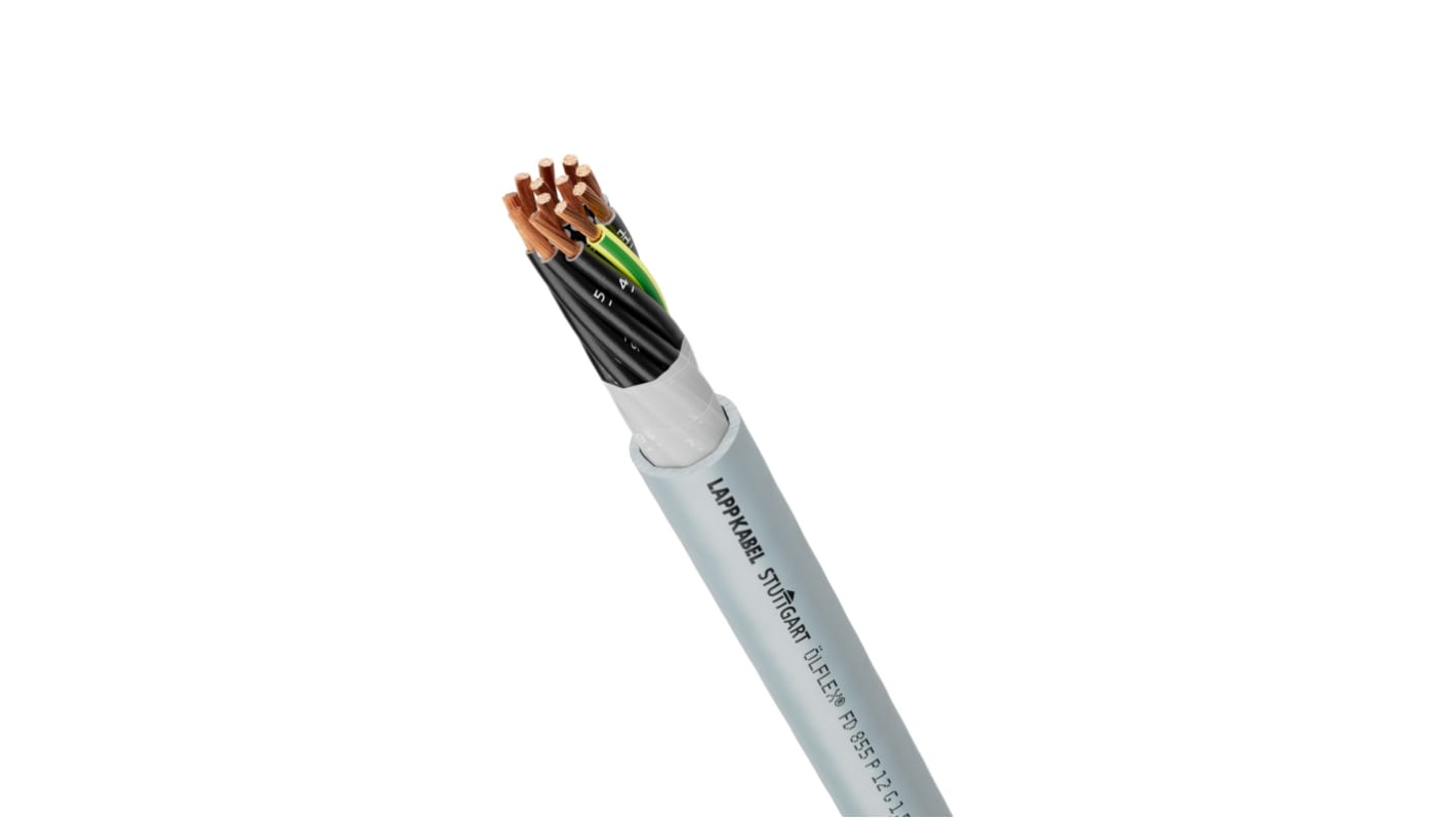 Lapp OLFLEX FD 855 P Control Cable, 5 Cores, 0.75 mm², Unscreened, Grey Polyurethane PUR Sheath, 19