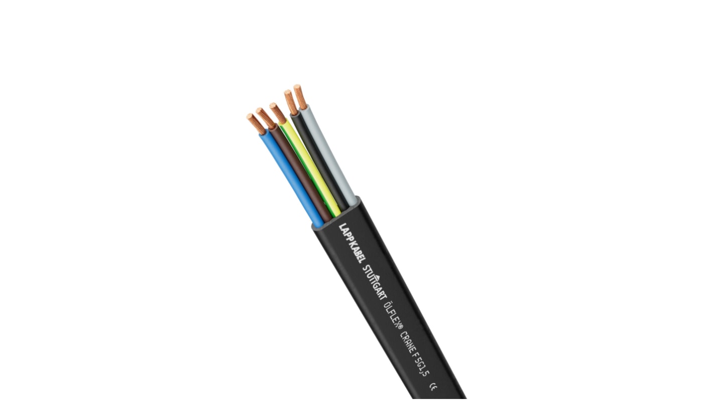 Lapp OLFLEX CRANE F Control Cable, 7 Cores, 1.5 mm², Unscreened, Black Rubber Sheath, 16