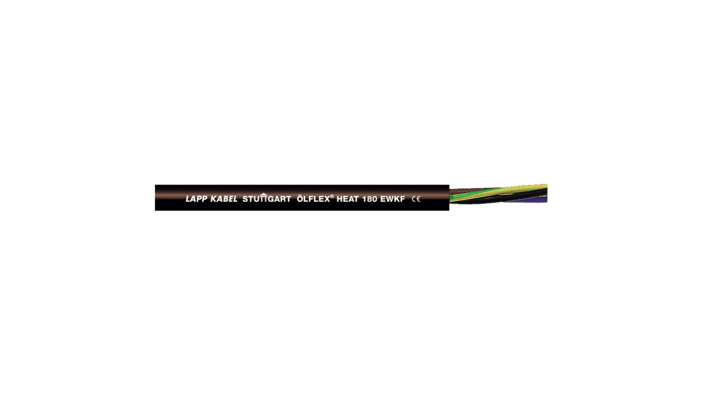 Lapp OLFLEX HEAT 180 EWKF Control Cable, 2 Cores, 0.75 mm², Unscreened, Black Silicone Sheath, 18