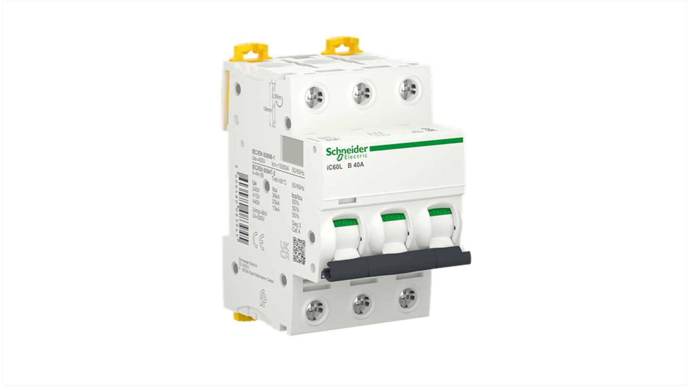 Schneider Electric A9F Leitungsschutzschalter Typ B, Pol 3 40A 400V, Abschaltvermögen 15 kA Acti9