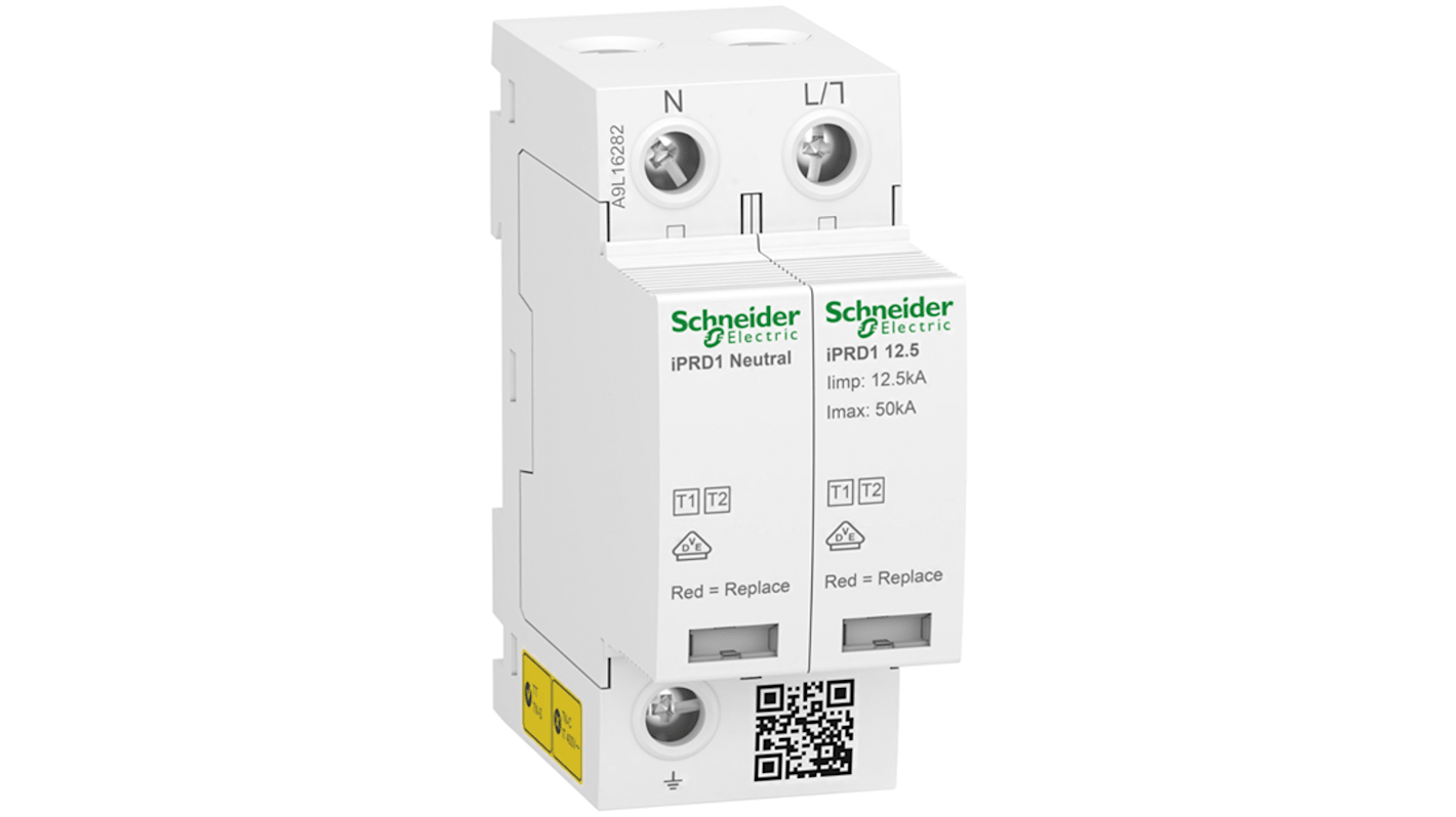 Schneider Electric Serie A9L, Überspannungsableiter, Klemmbefestigung, 350V ac 50kA Acti9 A9L