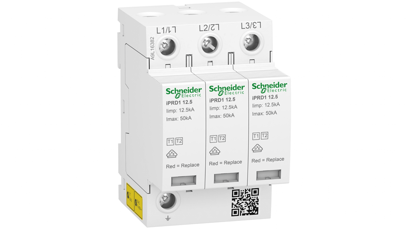 Schneider Electric Serie A9L, Überspannungsableiter, Klemmbefestigung, 350V ac 50kA Acti9 A9L