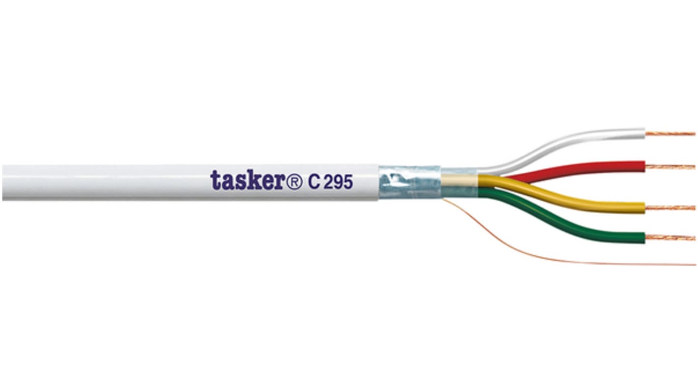 Tasker Round Multicore Industrial Cable, 0.22 mm², Multicore Cores, Screened, 100m, White Sheath