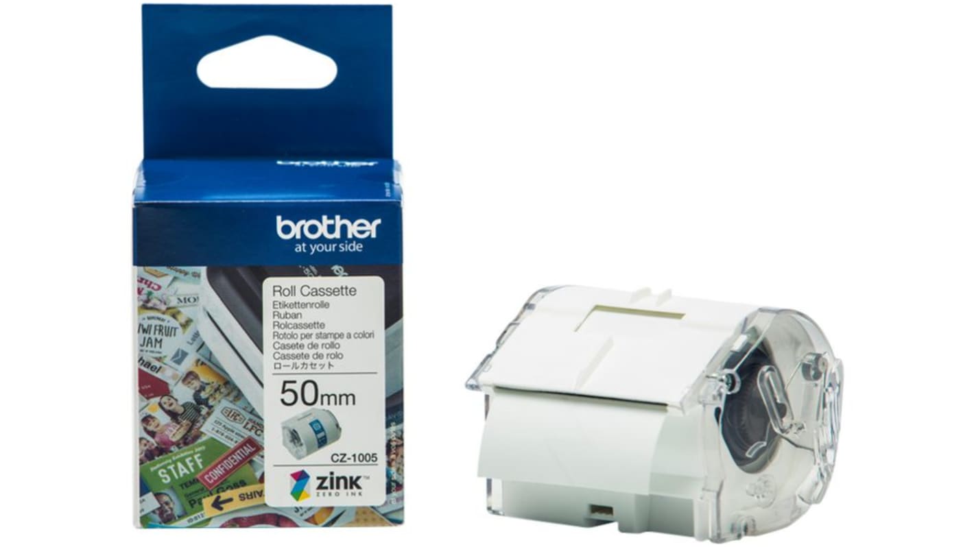 Ruban pour étiqueteuse Brother 5 m x 50 mm sur Blanc