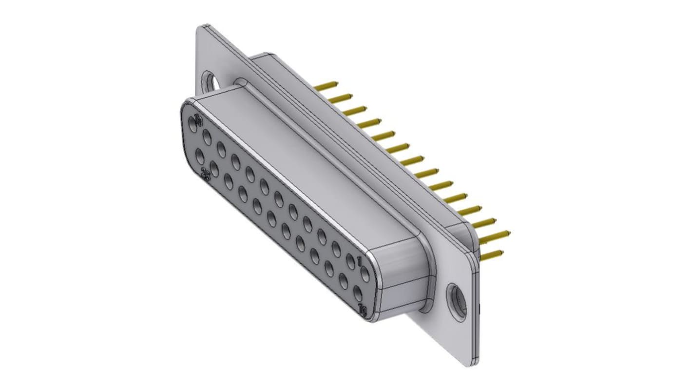 Conector D-sub Deltron, Serie DT, paso 2.84mm, Recto, Montaje en orificio pasante, Conector hembra