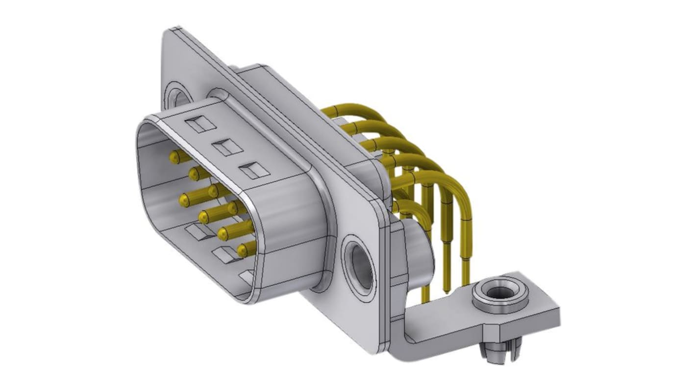 Conector D-sub Deltron, Serie DTS, paso 2.84mm, De 90°, Montaje en orificio pasante, Macho