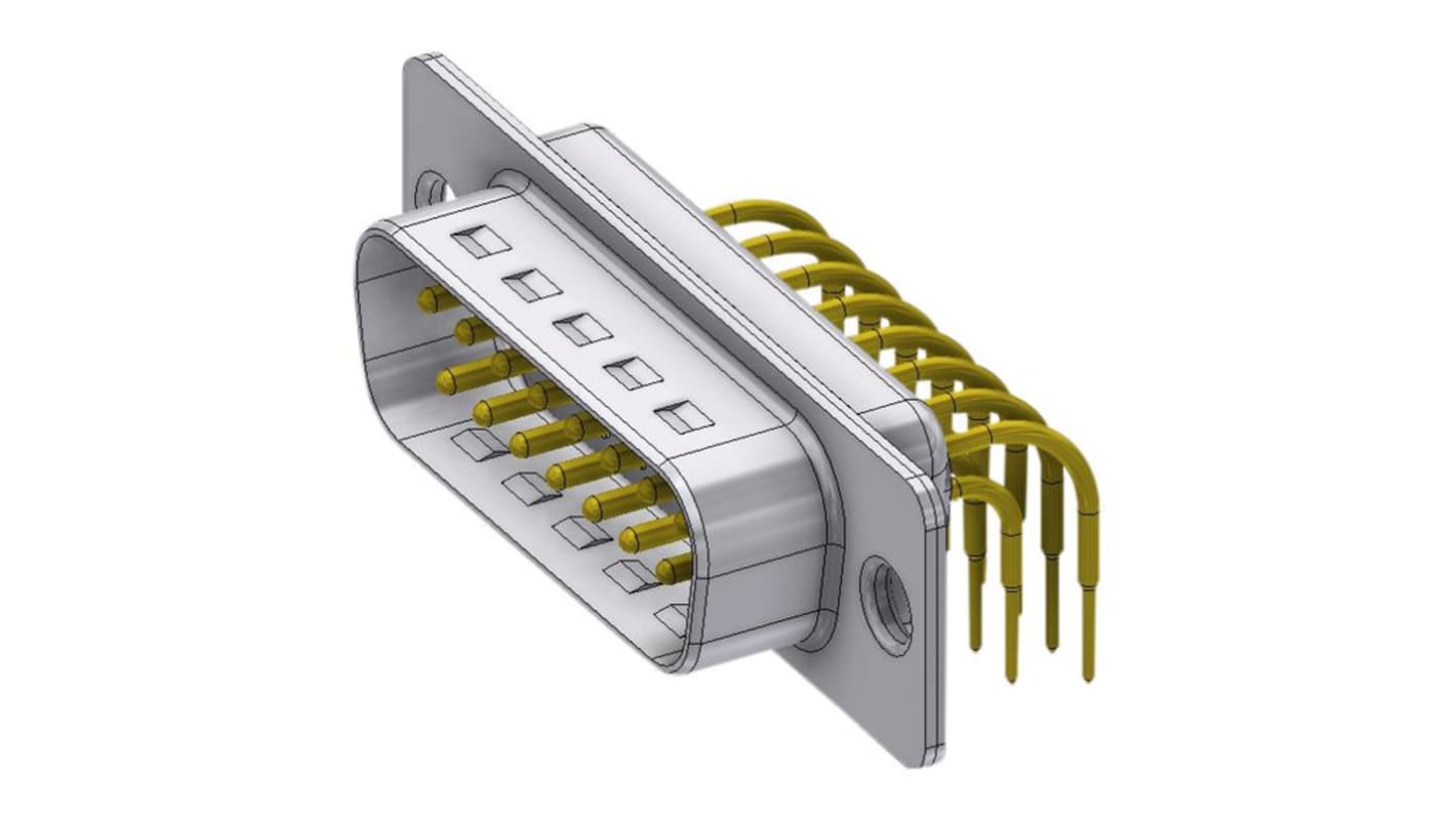 Deltron DTS 15 Way D-sub Connector Plug, 2.54mm Pitch