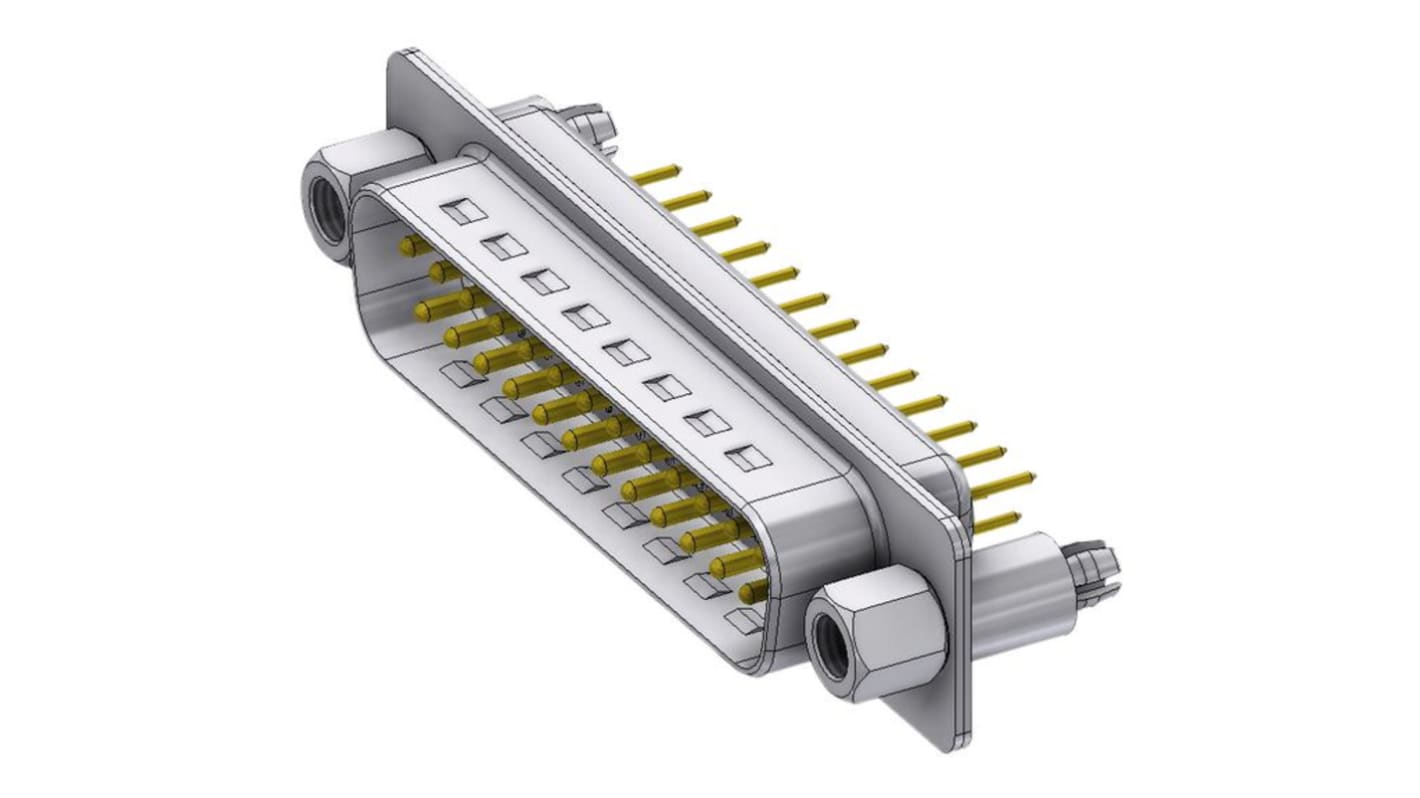 Conector D-sub PCB Deltron, Serie DTS, paso 2.84mm, Recto, Montaje en orificio pasante, Macho