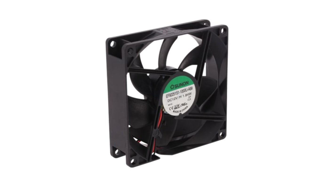 Axial Fan, 12 V, dc Operation, 51.5cfm, 1.84W, 161mA Max, 92X92X25mm