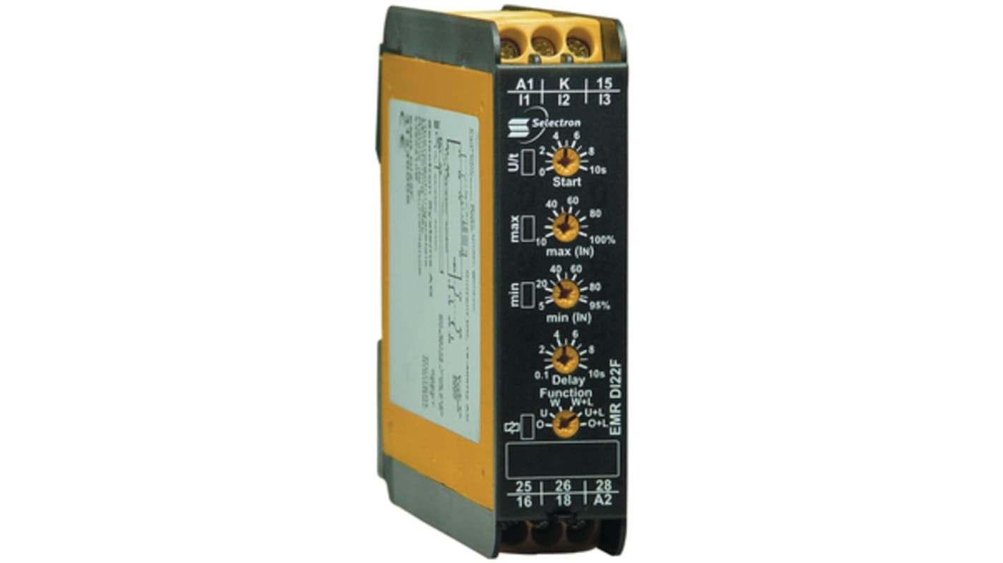 Current Monitoring Relay, 1 Phase, DPDT, DIN Rail