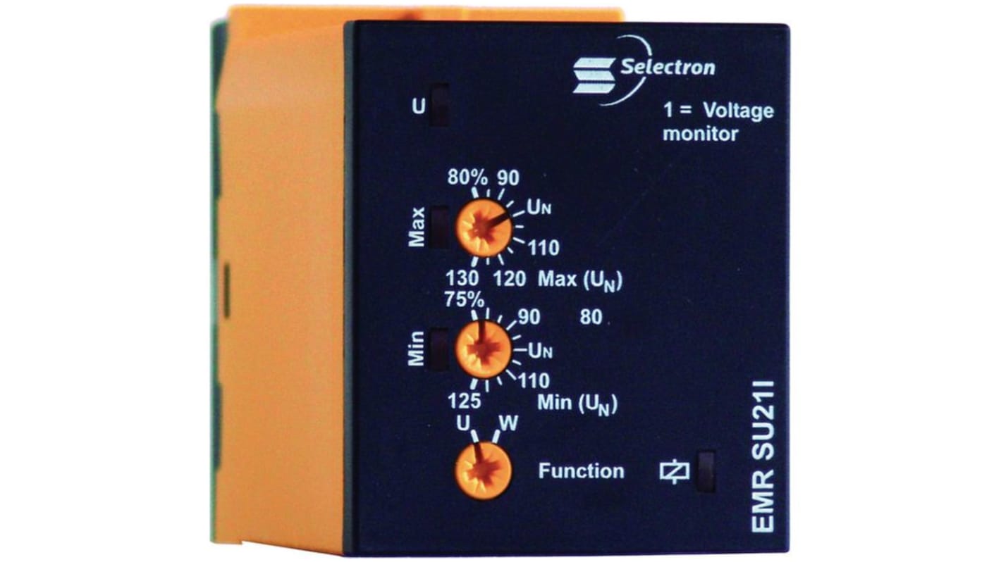 Relé de supervisión Selectron, DPDT, 3 fases, para carril DIN