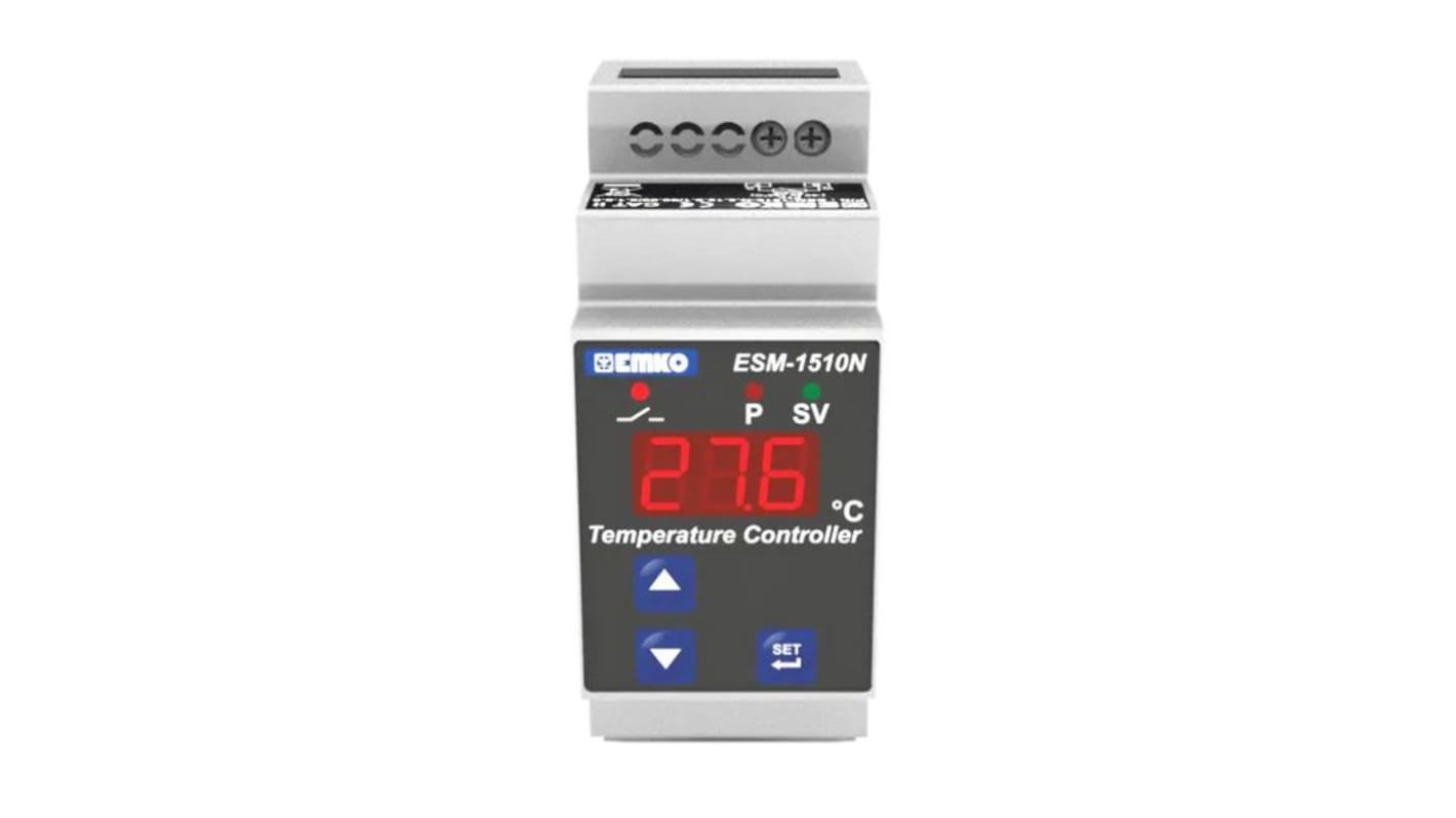 Emko ESM DIN Rail On/Off Temperature Controller, 90x35x61.2mm 1 Input, 1 Output Relay, 230 V ac Supply Voltage ON/OFF