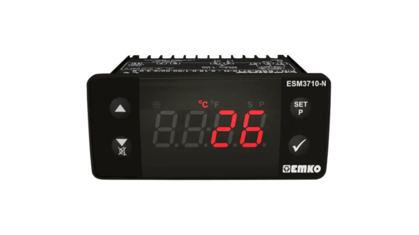 Controlador de temperatura ON/OFF Emko serie ESM, 76x34.5x71mm, 10 → 30 V dc, 1 entrada, 1 salida Relé