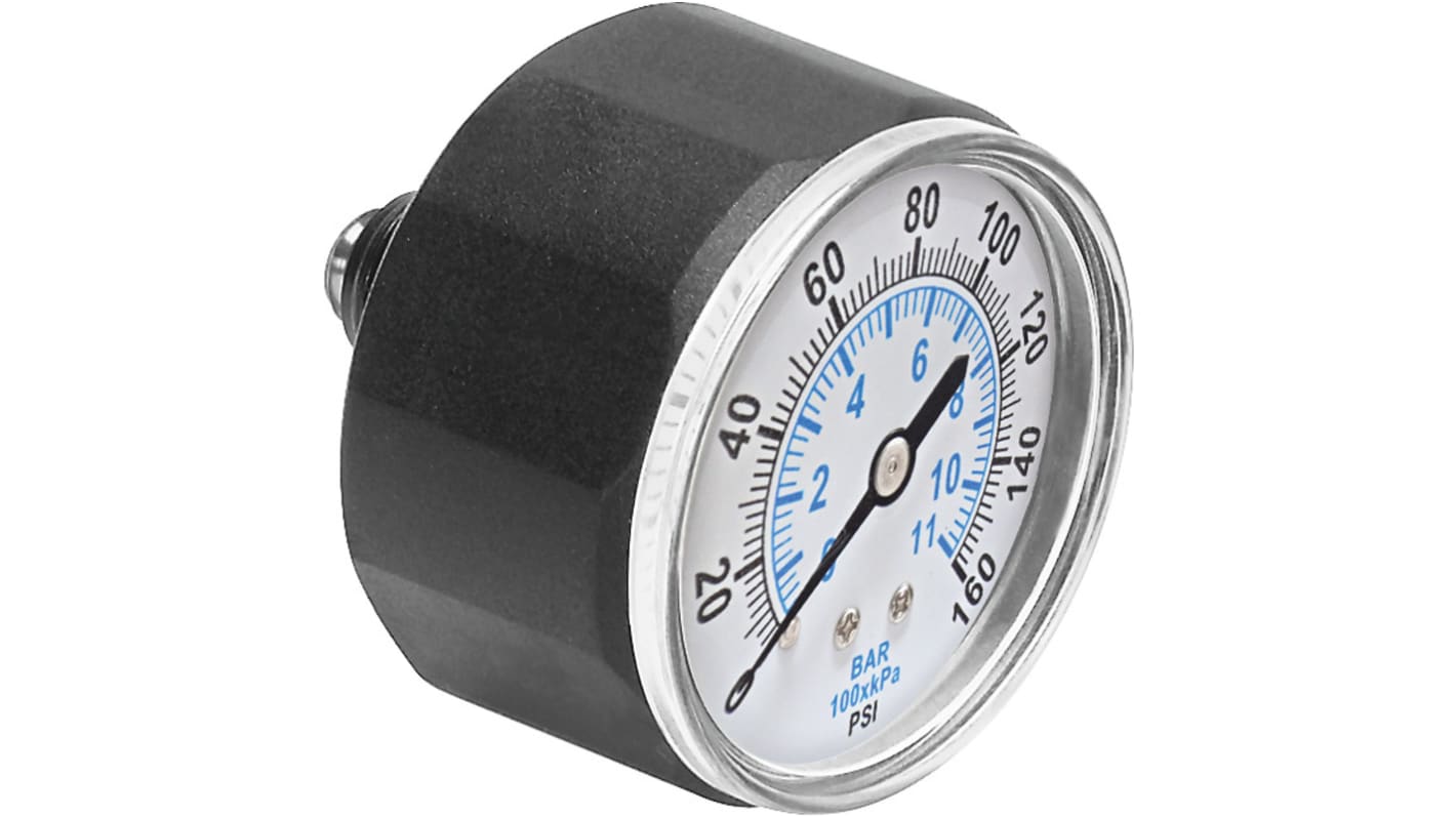 Festo M5 Analogue Pressure Gauge 11bar Inline, MA-27-160-M5-PSI, 0bar min.