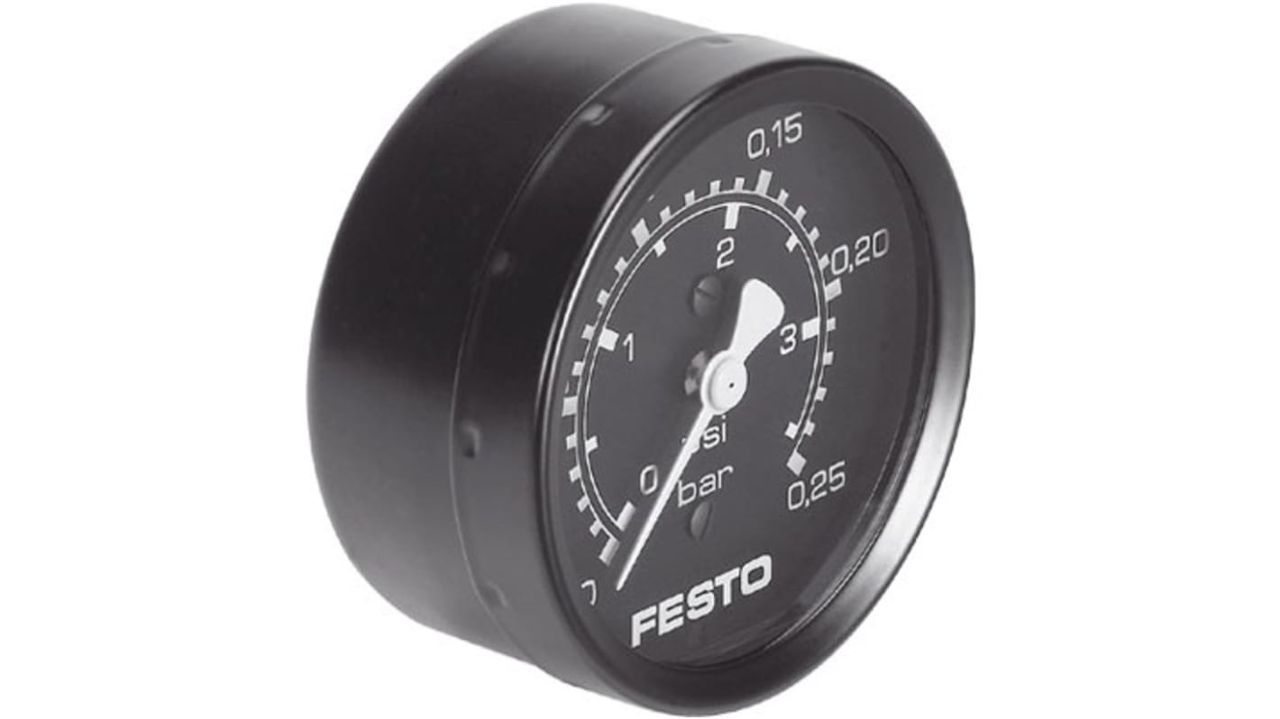 Festo G 1/4 Analogue Pressure Gauge 25bar Inline, MA-63-0,25, 0bar min.