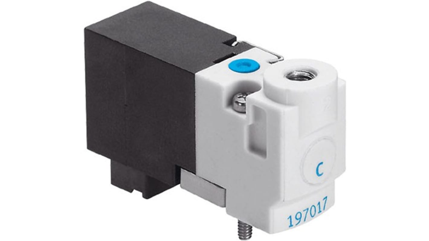 3/2 Open, Single Solenoid Pneumatic Solenoid Valve - Electrical Metric M3 MHP1 Series 24V dc