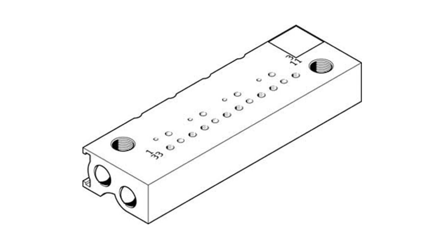 Bloque colector, Festo, 4 Estaciones , M5, Aleación de Aluminio