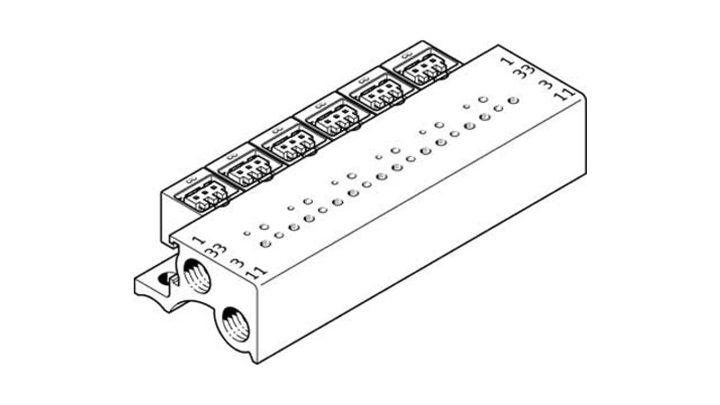 Festo Serie MHP1, Aluminium-Legierung Verteilerblock, 10-Stationen, Anschluss M7