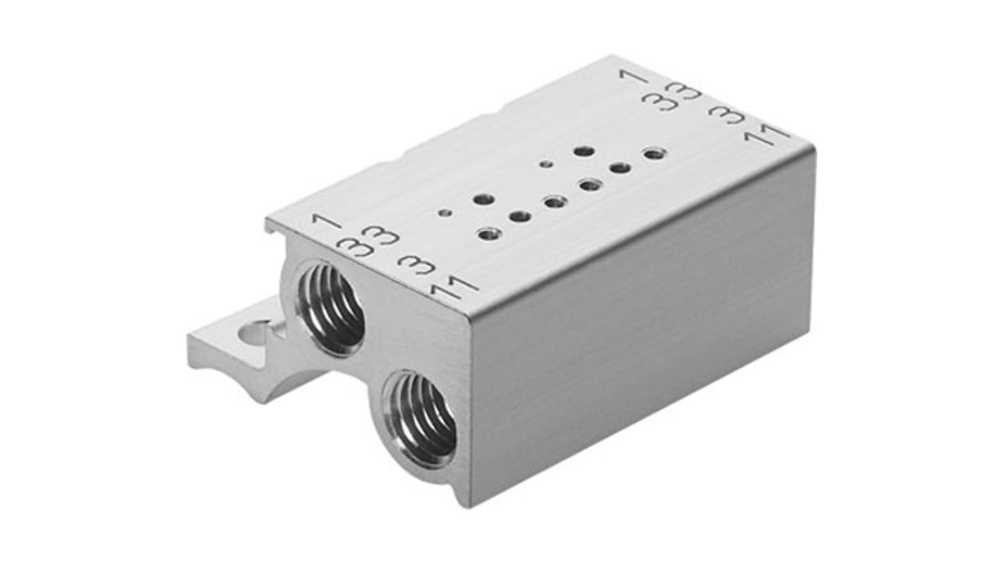 Festo Serie MHP1, Aluminium-Legierung Verteilerblock, 2-Stationen, Anschluss M7