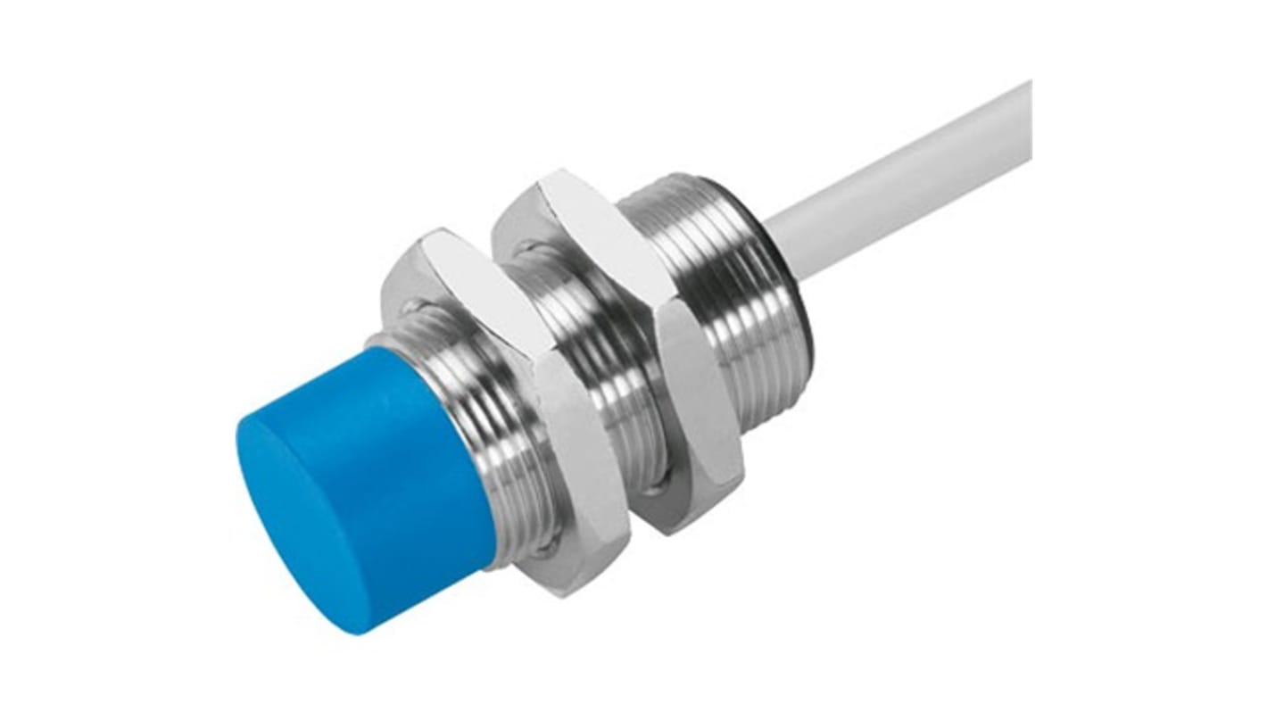 SIEN Series Inductive Barrel-Style Proximity Sensor, M18 x 1, 8 mm Detection, NPN Output, 10 - 30 V, IP65, IP67