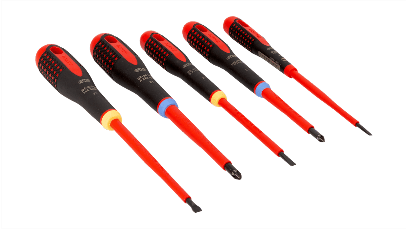 Bahco Pozidriv; Slotted Insulated Screwdriver Set, 5-Piece