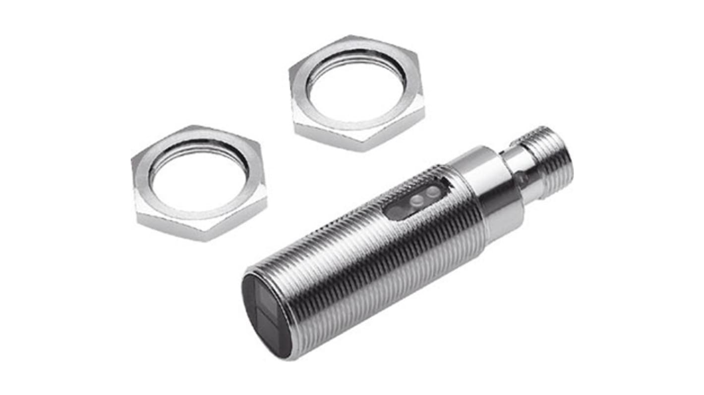 zylindrisch Optischer Sensor, Diffus, Bereich 10 → 200 mm, NPN Ausgang, 3-polige M12x1-Stecker, Hellschaltend