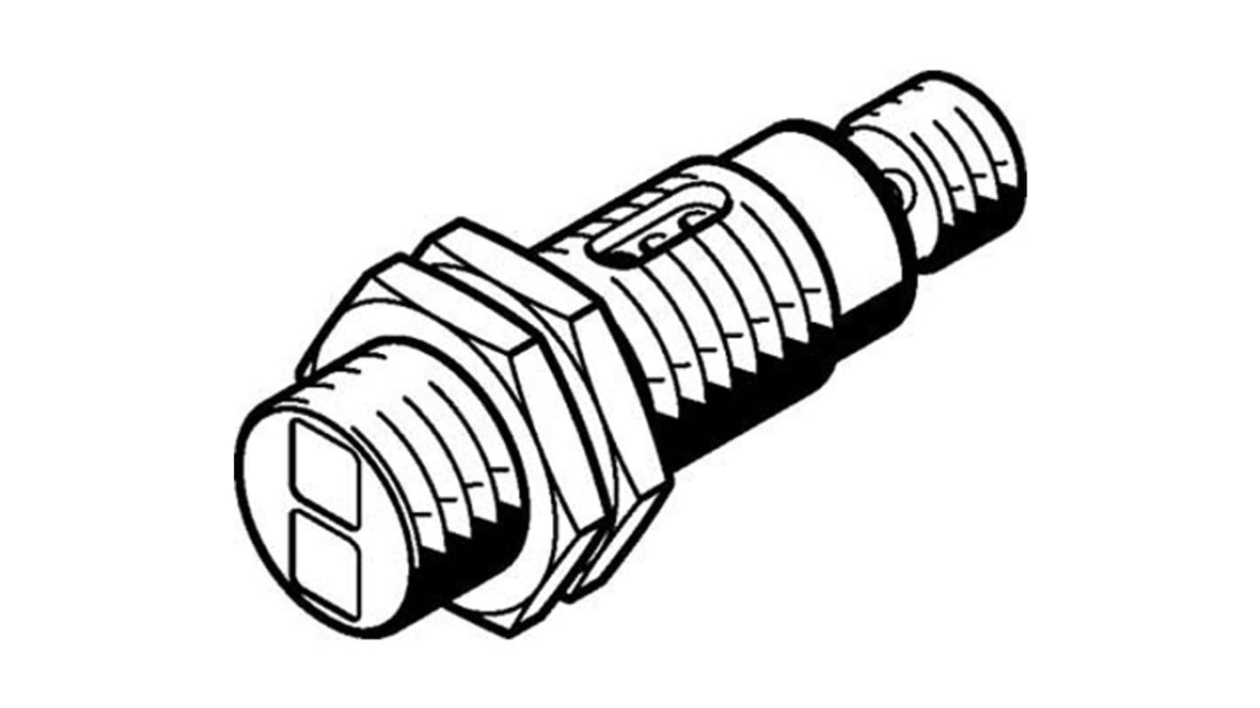 Fotocélula de cuerpo cilíndrico difuso, alcance 40 → 600 mm, salida NPN, conectores M12x1 de 4 polos