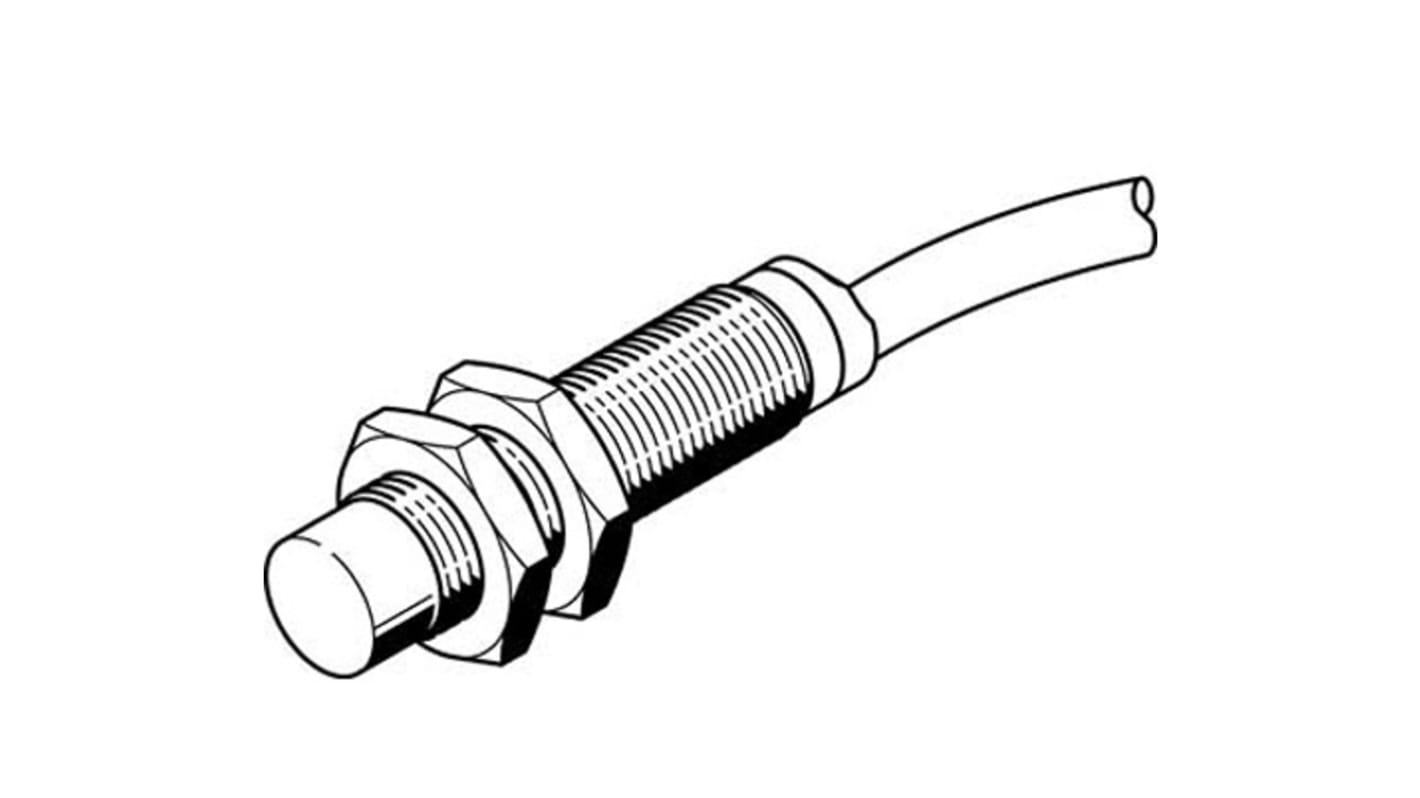 SIEF Series Inductive Barrel-Style Proximity Sensor, M12 x 1, 8 mm Detection, PNP Output, 10 - 30 V, IP67