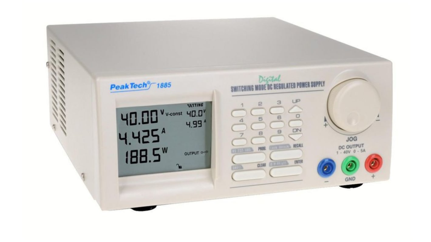 P1 Series Digital Laboratory Power Supply, 40V, 5A, 1-Output, 200W