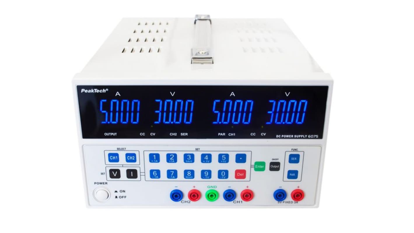 P6 Series Analogue Laboratory Power Supply, 30V, 5A, 3-Output, 150W